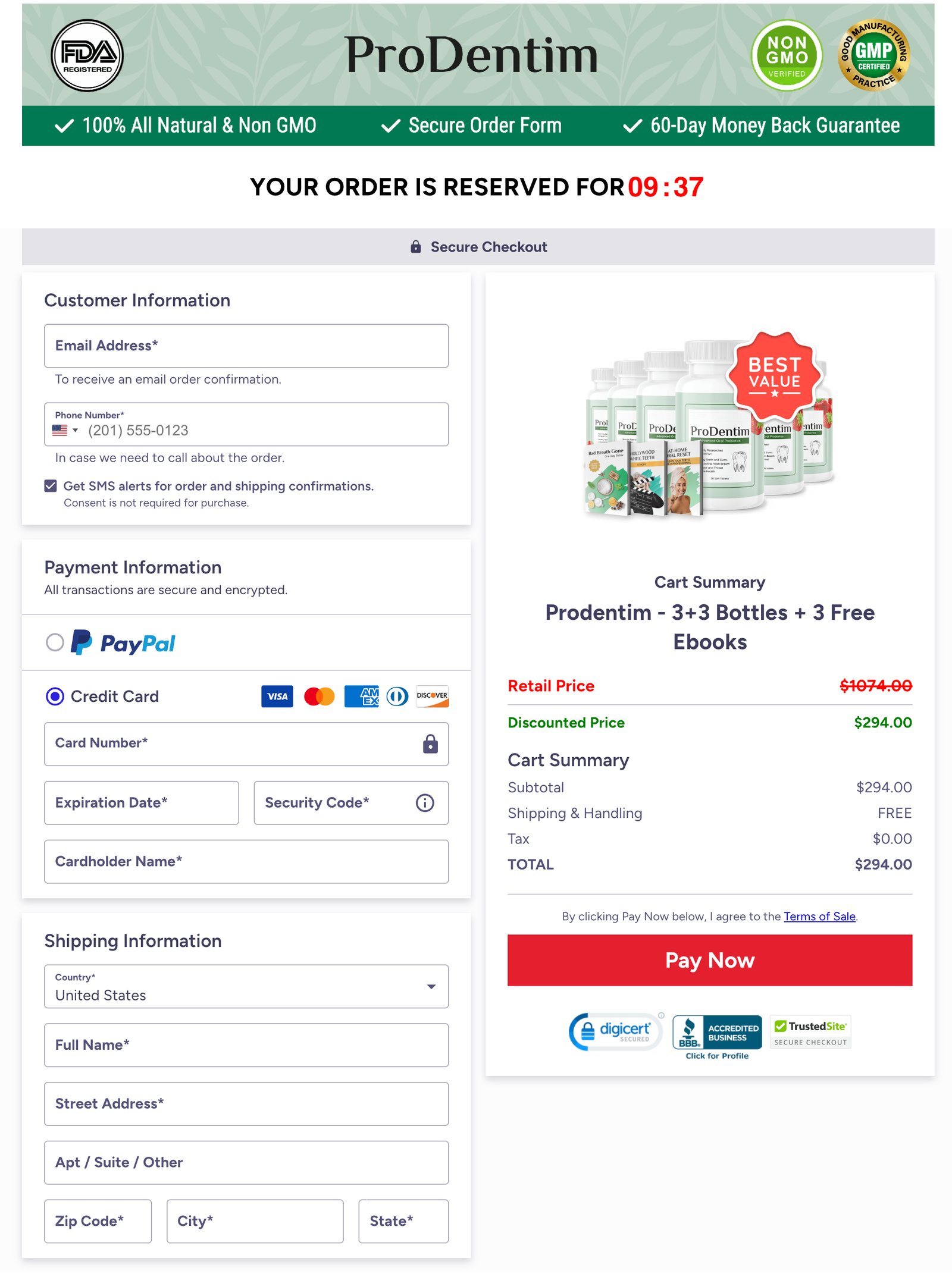 ProDentim Official Website Secure Order Page